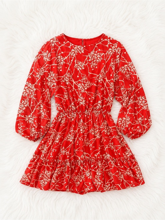 Flying Tomato Dresses & Skirts - Flying Tomato Red Floral Babydoll Dress Women’s Medium Boho Cottagecore Mini